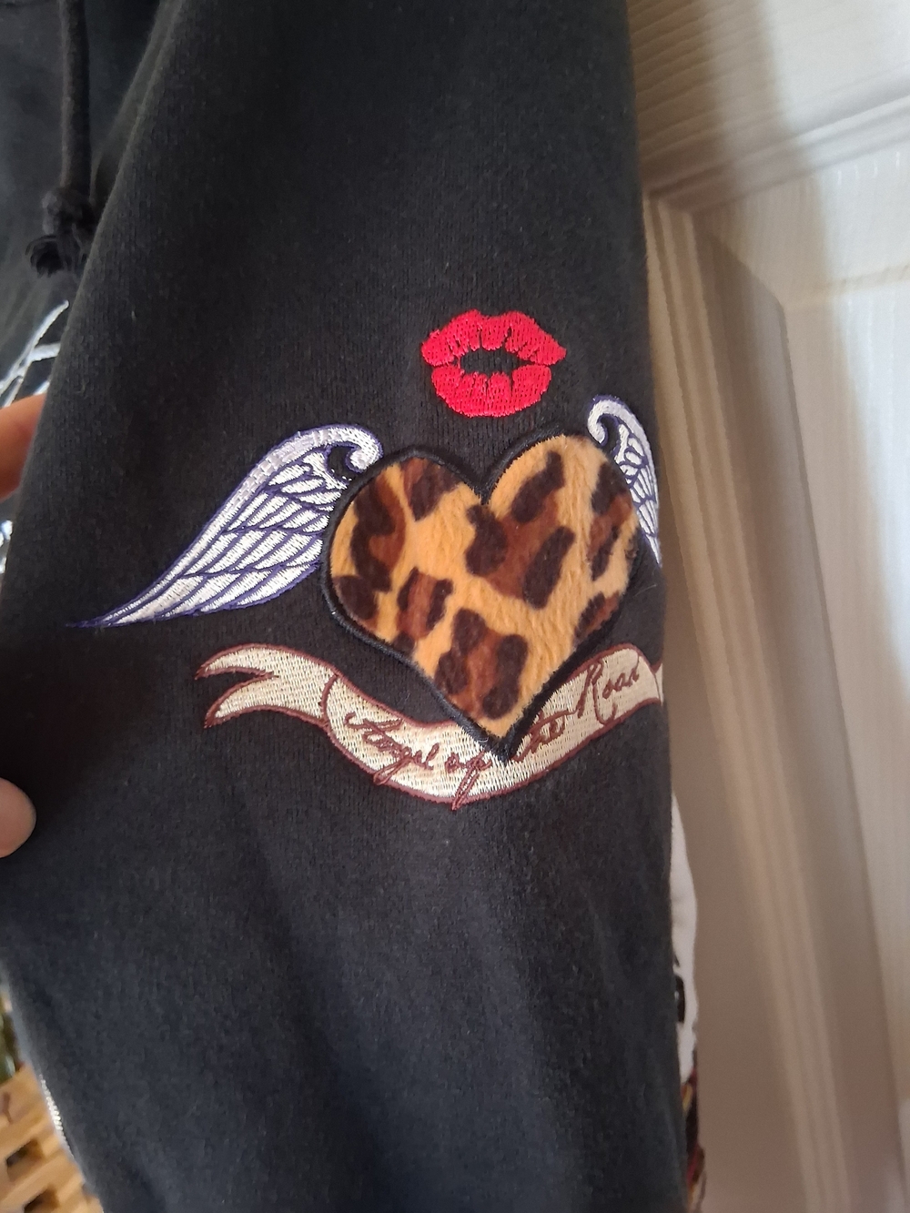 Vintage 2007 JH Design Betty Boop Full Zip Hoodie Leopard Trim Y2K Size Large - Picture 3 of 16